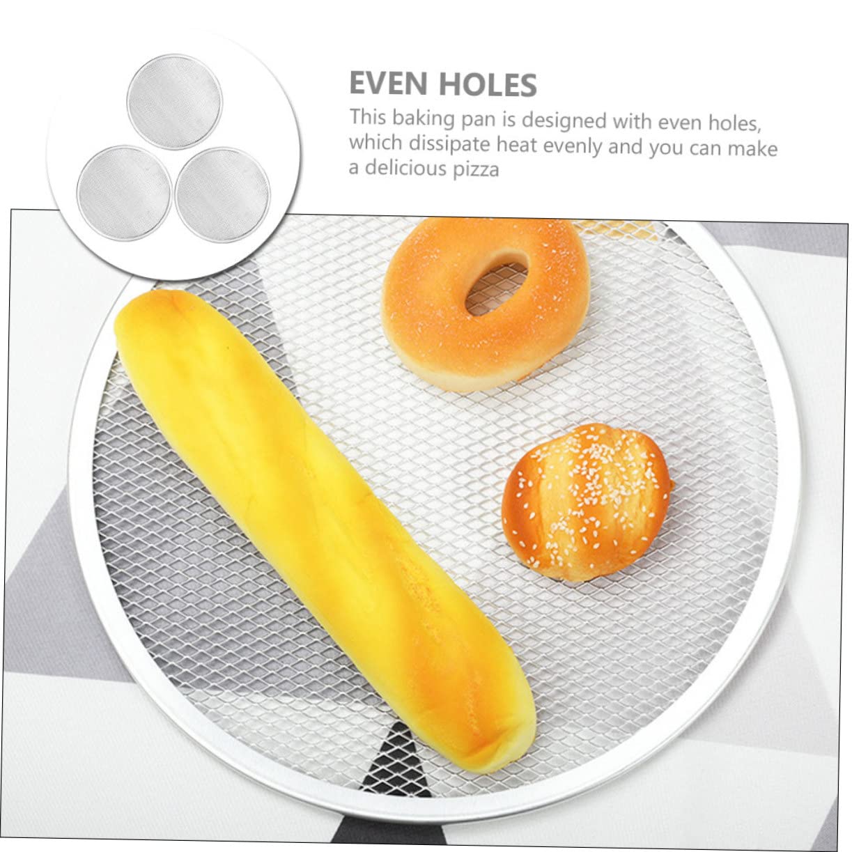 FUNOMOCYA 3Pcs Aluminum Pizza Pan Heavy Duty Baking Tray with Perforated Design for Even Heating Easy to Clean Pizza Screen for Home and Professional Pizza Making