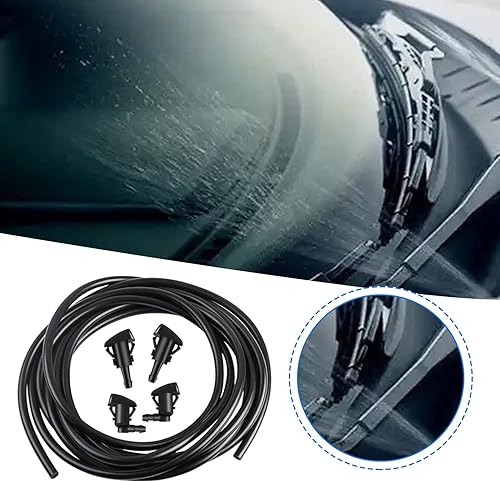 Miniatura 9 de Kit de reparación de boquilla para limpiaparabrisas compatible con Dodge RAM, Chrysler. Incluye 4 boquillas y juntas rociadoras, manguera de 4M, 12