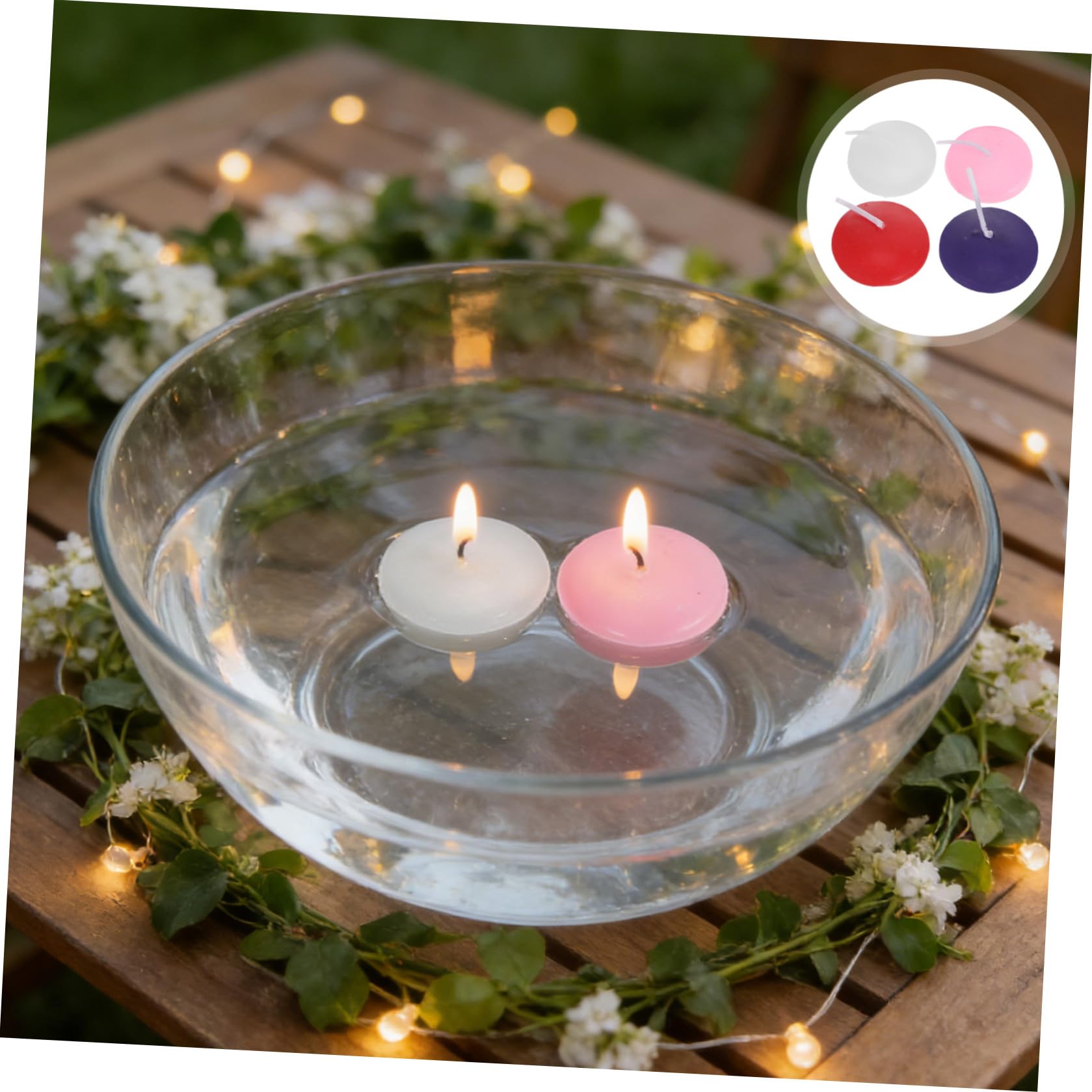 40 Pezzi Candele e Stabilità in Acqua in Paraffina e Cotone Galleggianti Eleganti per Decorazioni Tavolo Matrimonio e Feste Romantiche