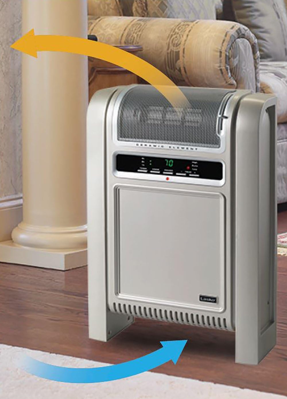 Lasko Heating Space Heater, 16.8″L x 6.5″W x 24.9″H, Gray