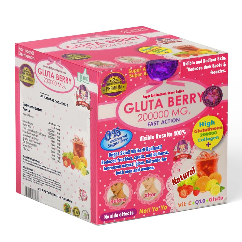 Sponsored Ad – Gluta Berry 200000Mg Glutathione & Collagen Drink Anti Aging 10 Sachets Fast Actions Marine Collagen Skin Nourishment Skin Dark Spot & Anti-Acne (Pack of 1)