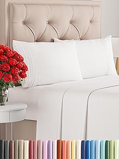 King Size 4 Piece Sheet Set - Comfy Breathable & Cooling Bed Sheets Set - Hotel Luxury Bedding for Women, Men, Kids, Teens, Boys & Girls - Deep Pockets, Soft, Wrinkle Free - Oeko-Tex - Antique White