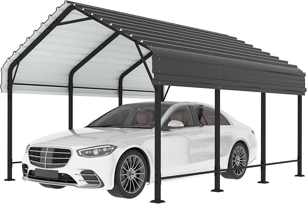 Shintenchi 12x15 Heavy Duty Metal Carport with Enhanced Base