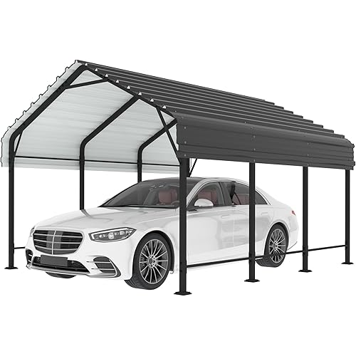 Shintenchi 12x15 FT Carport,Metal Carport with Enhanced Base, Oversized Garage Outdoor Galvanized Shelter,Heavy Duty Carports Canopy for Cars,Boats and Tractors