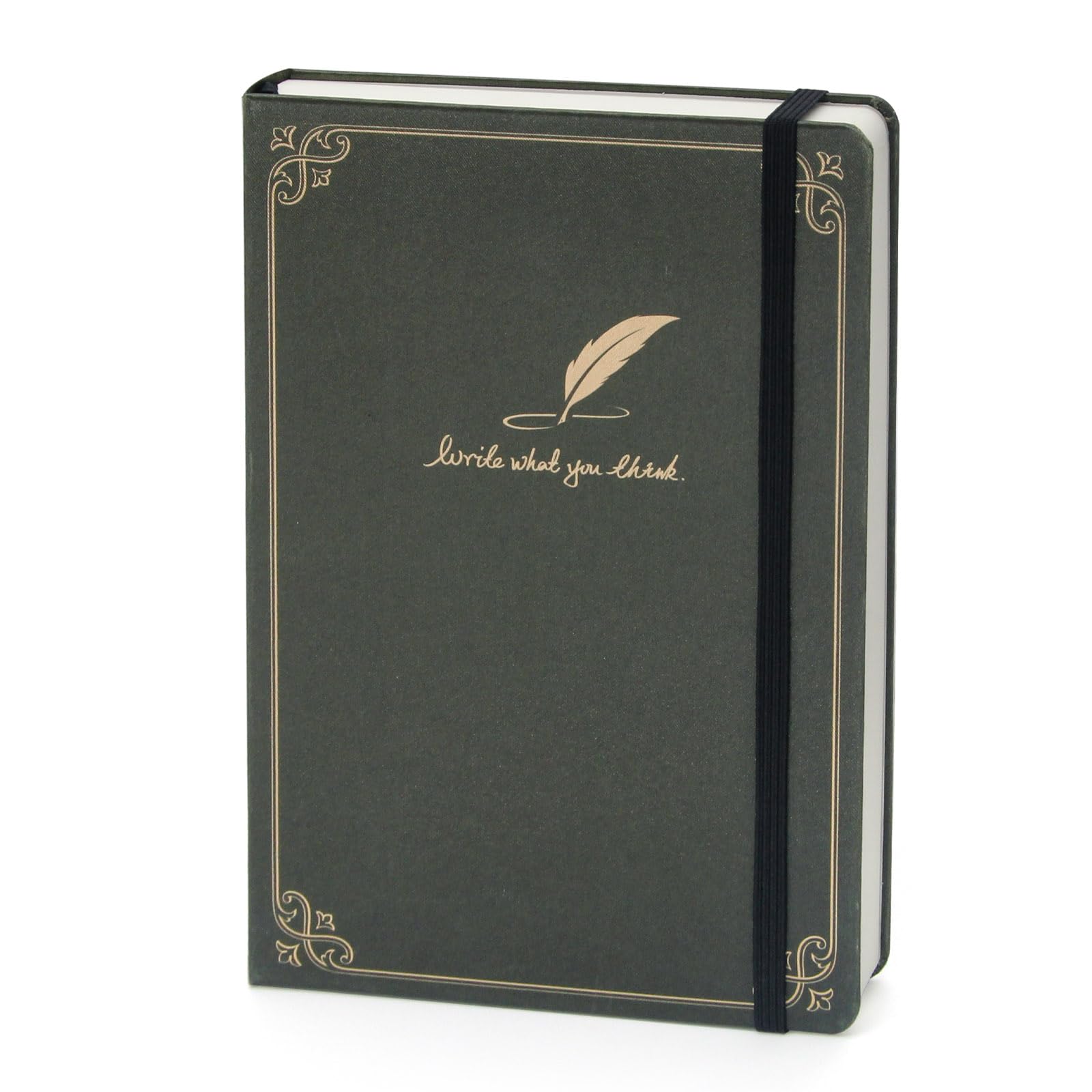 WETLOTE A5 Notebook Blank, Fabric Cover, Retro Gold Foil Hardcover Journal with Writing Guide, 212 Pages 80GSM Paper, Diary for Office, School & Gift - Feather Cover