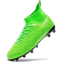 Soccer Cleats Boys Kids Football Cleats Youth High-top Soccer Shoes | Elastic Sock Collar Ankle Support,Anti-Slip & Wear-Resistant For Artificial Grass