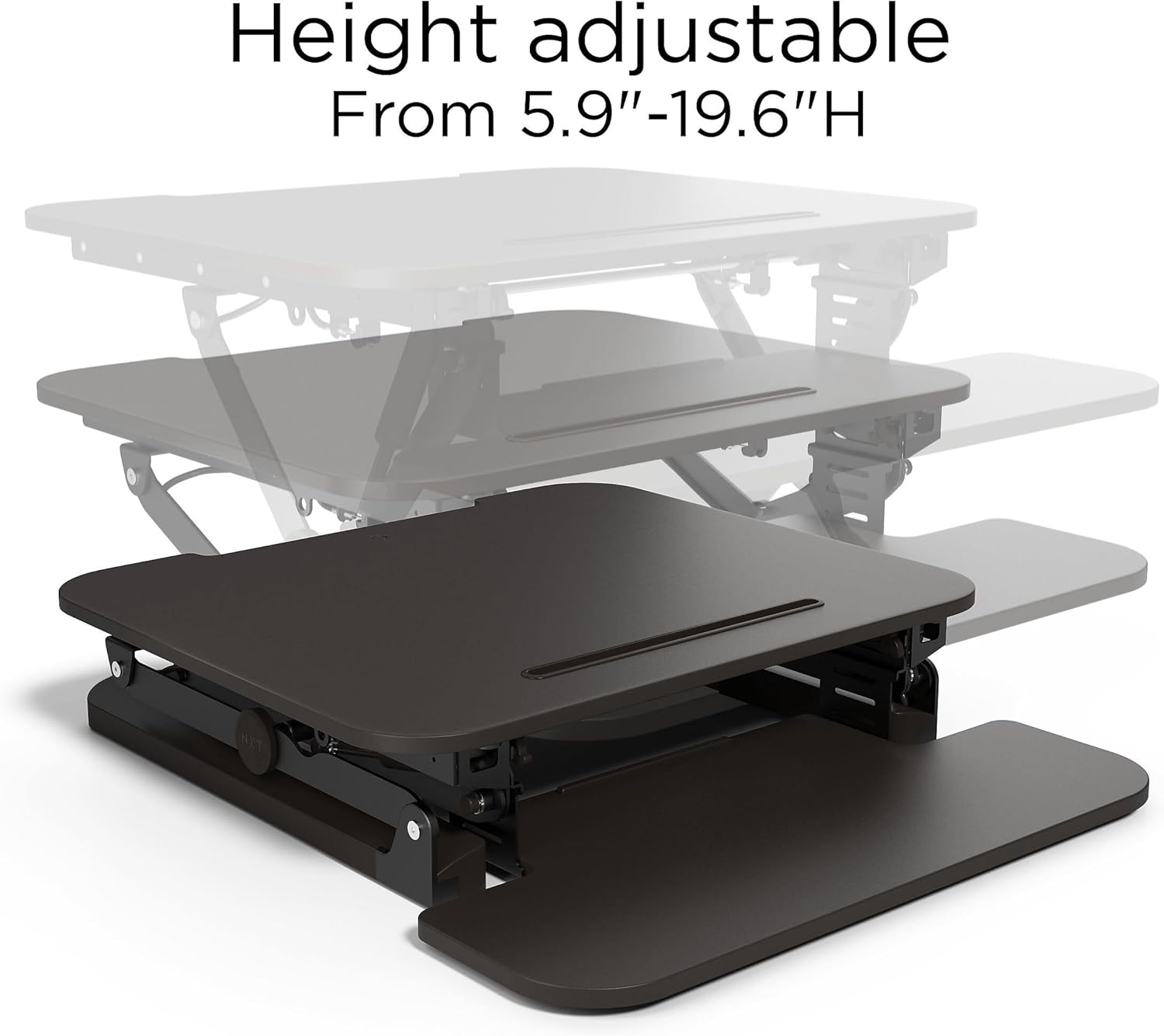 STAPLES Desktop Computer and Monitor Desk, Countertop Adjustable Riser, Laminate Wood, 26.8" W