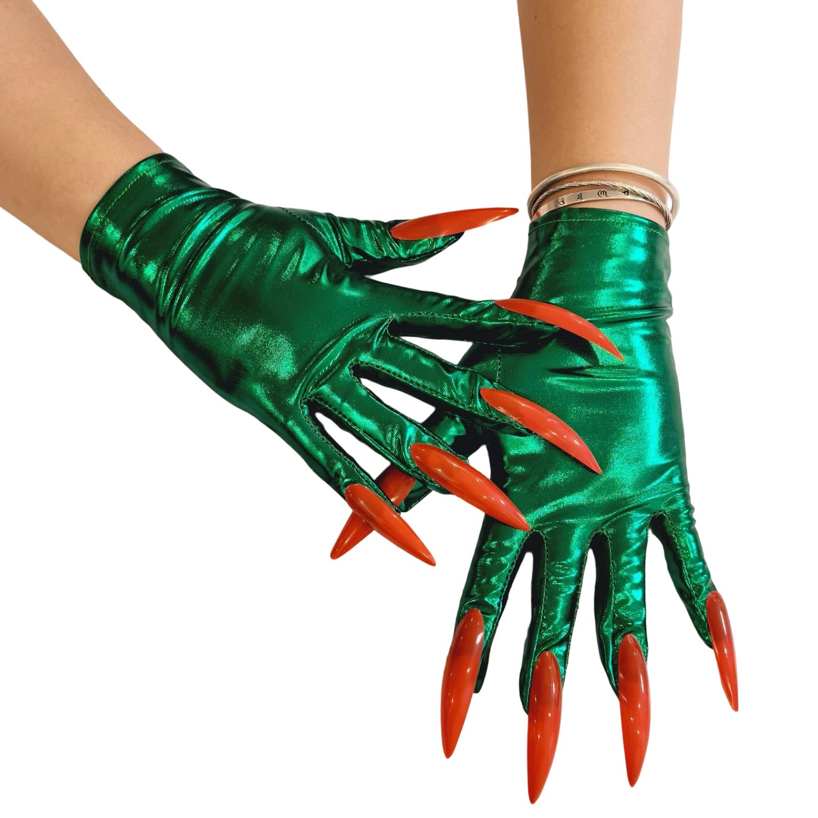 MICFENY Halloween Cosplay Accessory Long Fingernails Stage Gloves Breathable Fabric For Dance Magics Shows And Themed Costume Pa