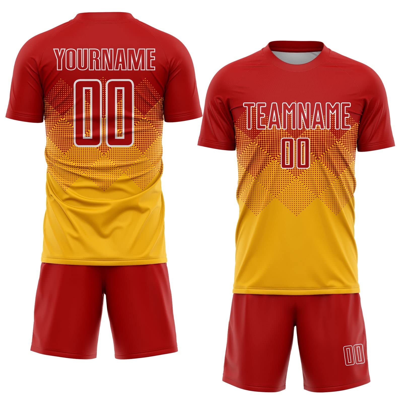 Custom Soccer Jerseys for Men Women Youth Kids, Gold Red White Personalized Soccer Jersey Printed Name Number Logo Mens Clothing