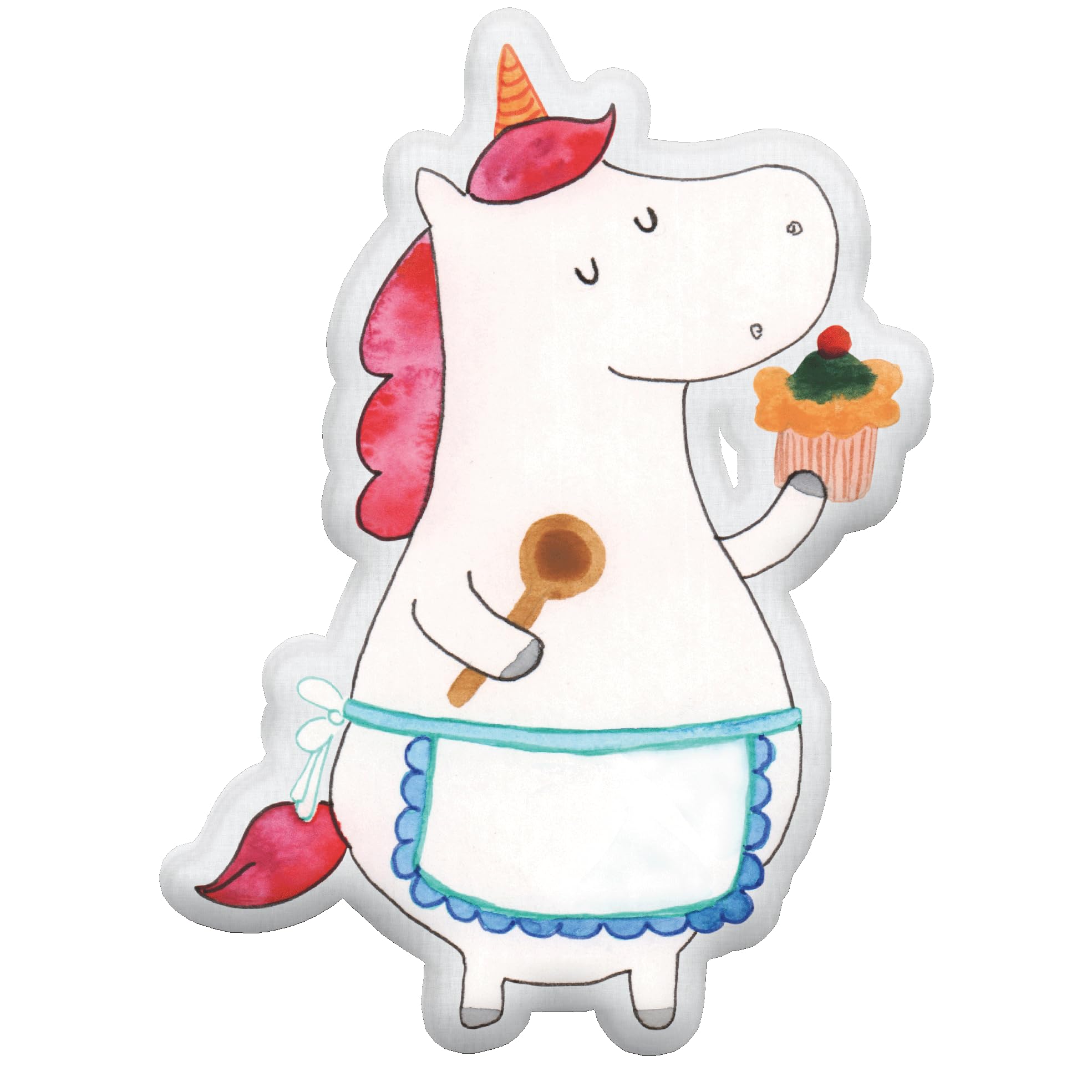 Mr. & Mrs. Panda Dekokissen Einhorn Küche 70 cm - Geschenk, Torte, Zierkissen, Muffin, Kuchen, Backen, Unicorn, Plüschtier, tierform Kissen, Kuschelkissen, Einhörner, Kuscheltier