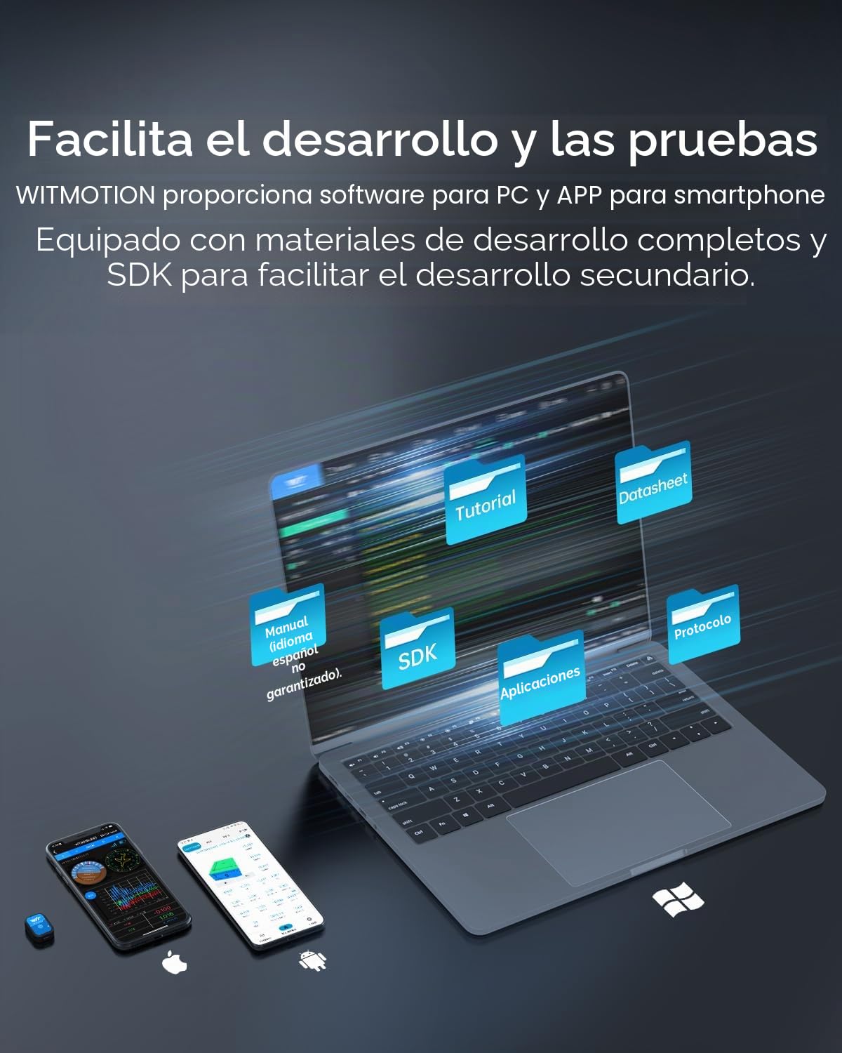 [Sensores de aceleración Bluetooth 5.0] WT9011DCL MPU9250 Mini sensor inercial inalámbrico de 3 ejes acelerómetro, giroscopio y magnetómetro e inclinómetro, módulo sensor IMU AHRS de 9 ejes USB.