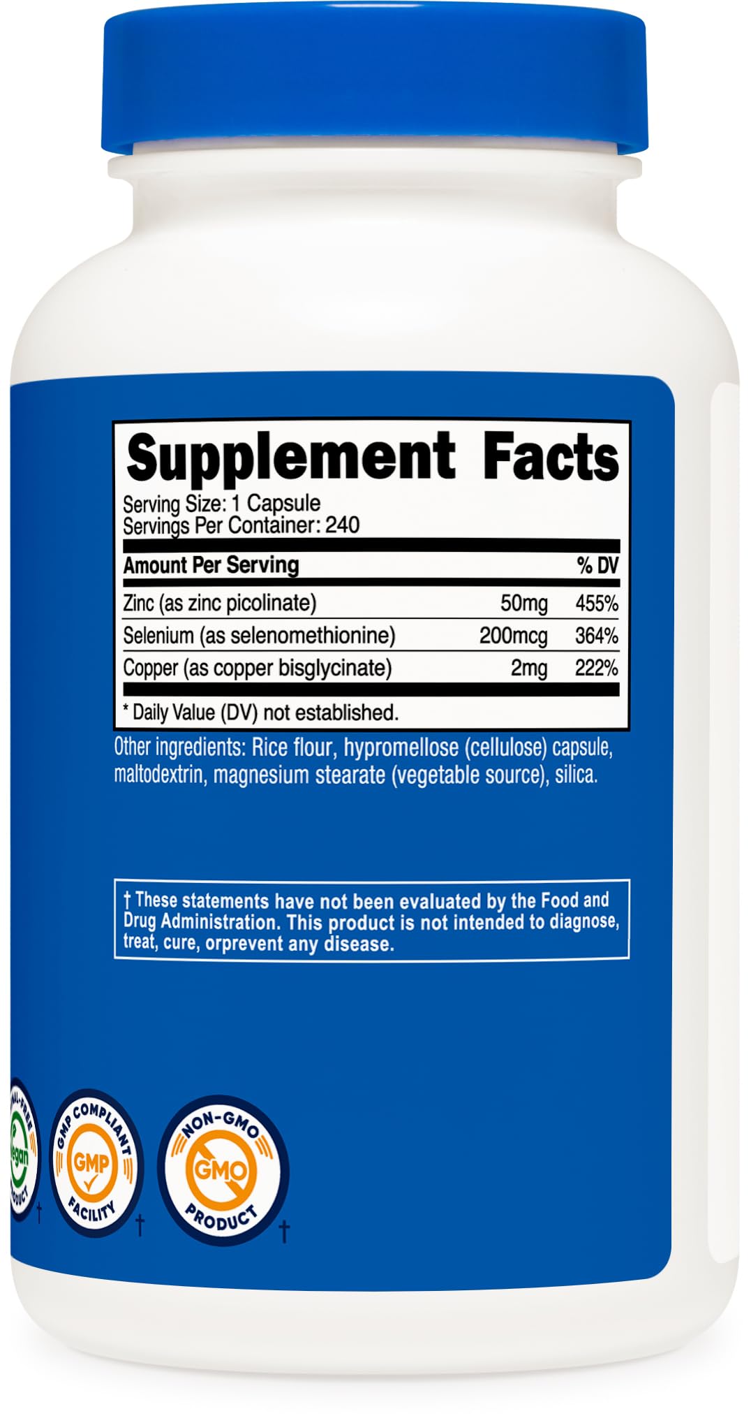 Nutricost Zinc (50mg) with Selenium (200mcg) 240 Capsules, Gluten-Free — Amazon image 5