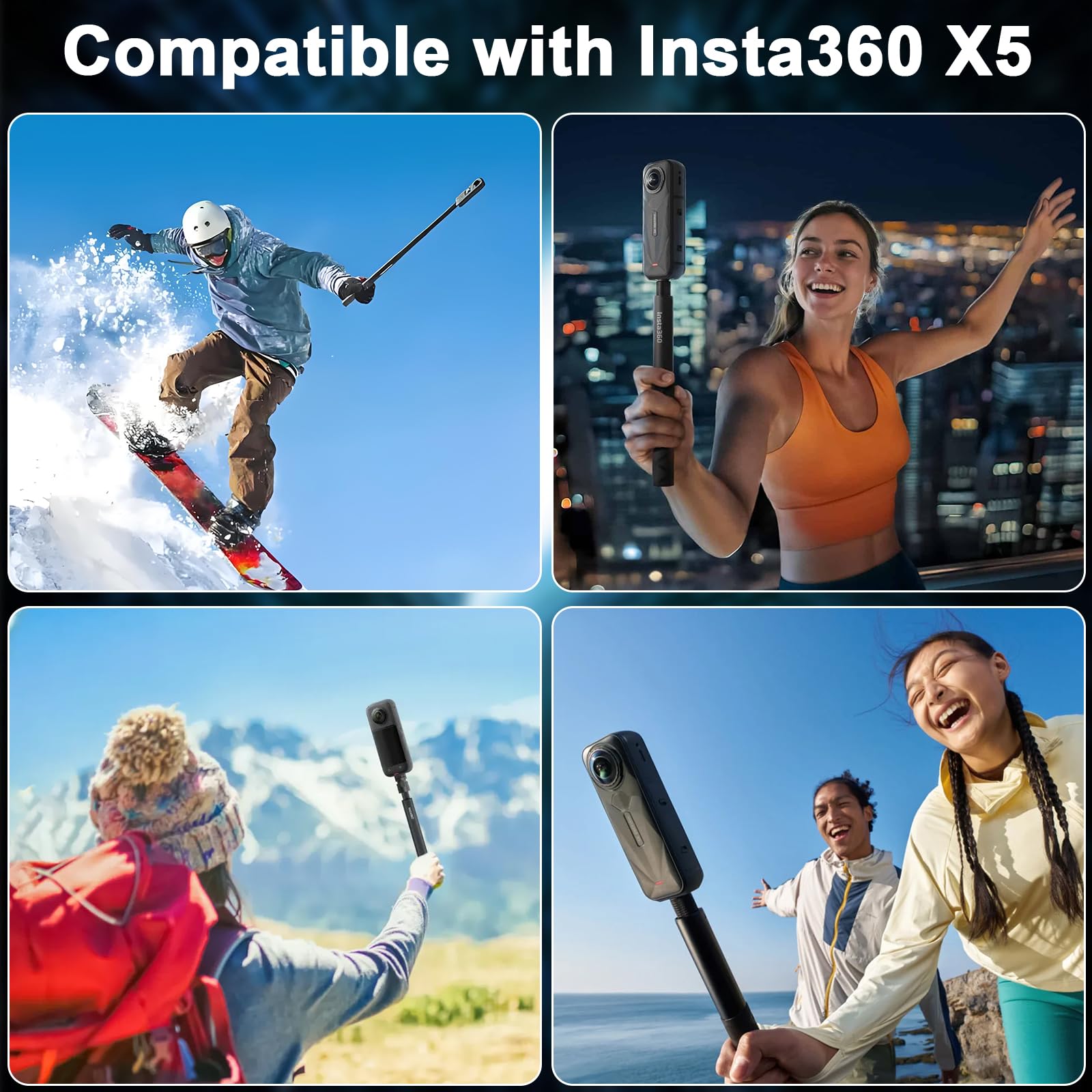 2 Baterías 360 x5 de 2800 Mah con Cargador USB de 2 Ranuras y Estuche de Carga Rápida, Pantalla LCD Que Muestra El Soc de La Batería, Compatible con La Cámara Insta360 x5 (Insta 360 X5)