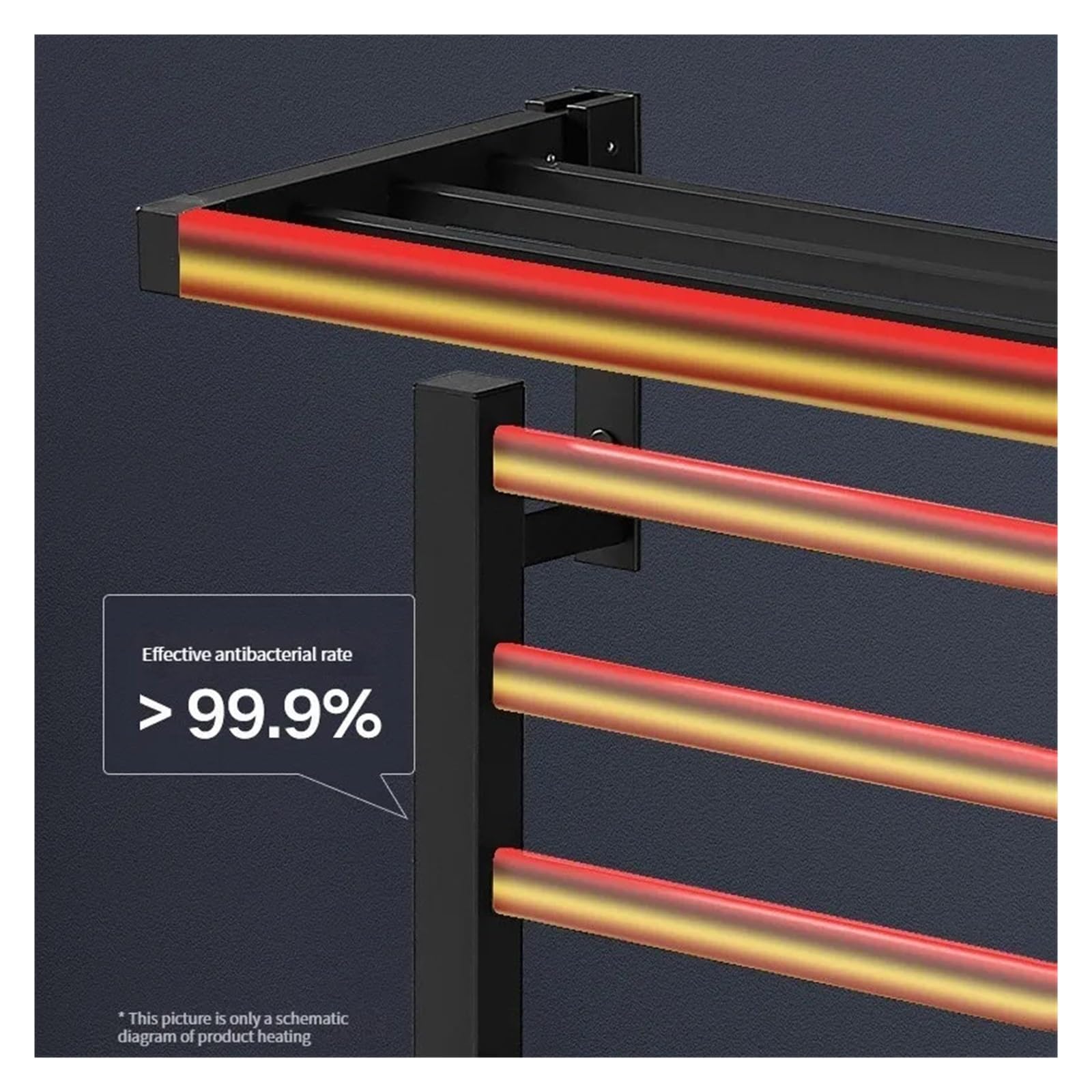 Elektryczny Wieszak Na Ręczniki 1/2-Warstwowy, Stała Temperatura, Urządzenie Szybkoschnące, Grzejnik Na Ręczniki, Akcesoria Łazienkowe,2 Layers Black Left