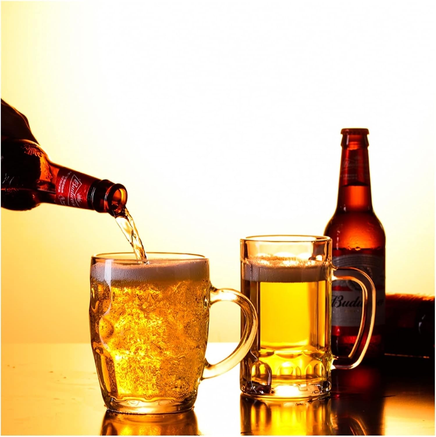 Beer Cup Glass Beer Mugs with Handle Set of 2 Glassware Beverage Drinking Cups for Water Wine Juice Bar Dining Decor Novelty Gift 14 Oz Beer Stein