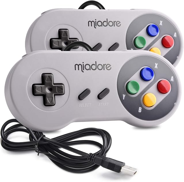 2 Pack USB Controller for SNES Retro Gaming, miadore USB Classic Gamepad Joypad Gamestick for Windows PC MAC Linux Raspberry Pi 3