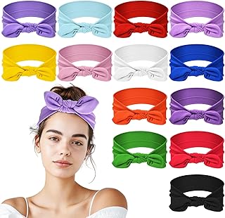 WILLBOND 13 Pack Bow Headbands for Women Elastic Headwraps Knotted Headband Rabbit Ear Turban