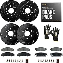 Max Advanced Brakes – PerformanceMAX Front & Rear Brake & Rotor Kit for Heavy-Duty Braking – Drilled & Slotted Brake Rotors & Ceramic Brake Pads – Fits 2007-2018 Chevy Silverado 1500
