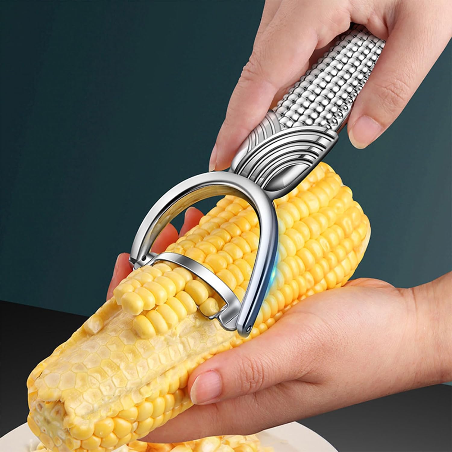 Corn Kernel Remover with Curved Serrated Steel Head, C