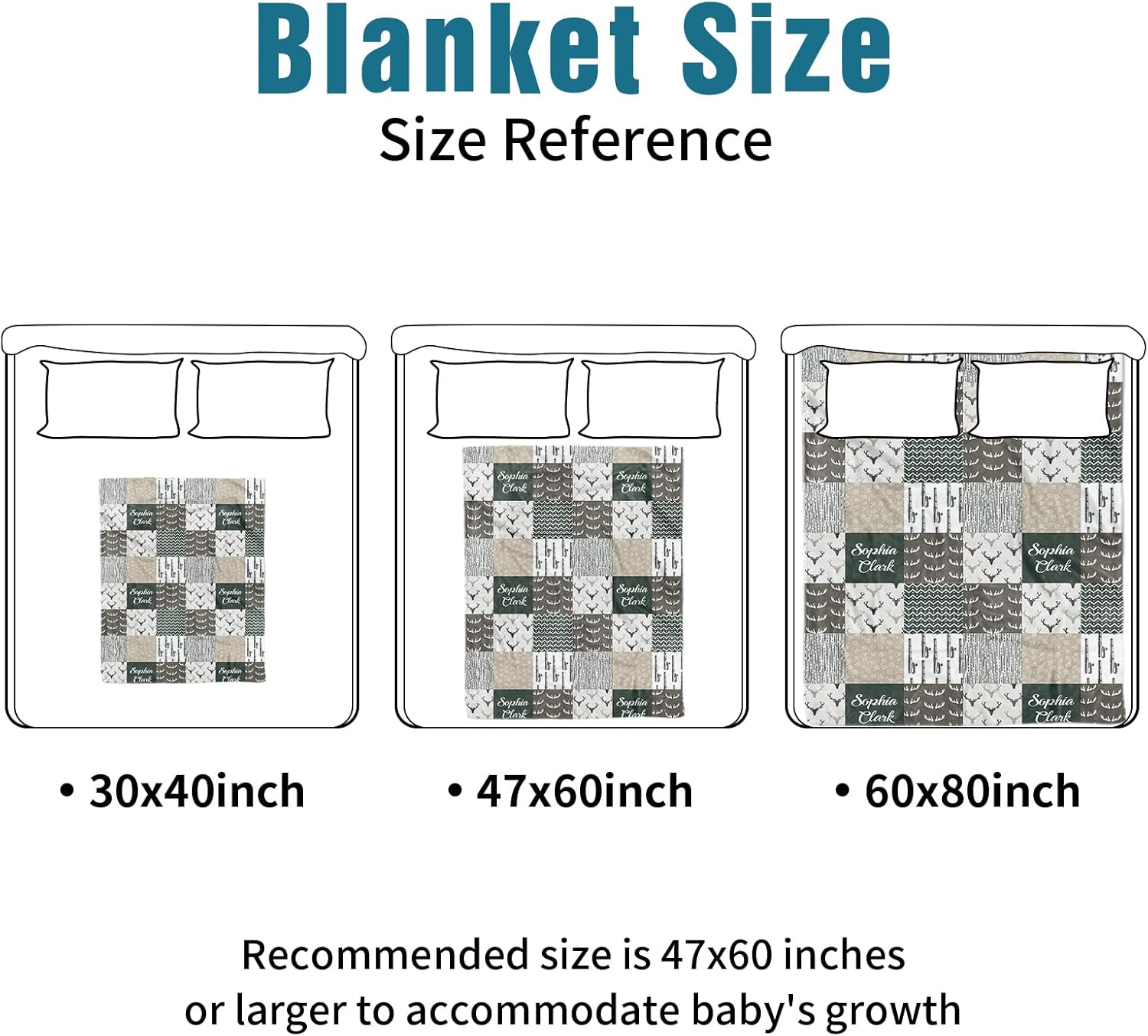 Personalized Baby Crib Bedding Set: 3 Piece Custom Crib Bed Set with Name, Nursery Bedding Set for Baby Girls, Newborn Boys Crib Sets, Dark Green Checkered Baby Bedding Set, Perfect Nursery Gift