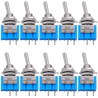 Taiss 3pcs Rotary Switch Band Switch Band Channel Rotary Selector Switch 1 Pole 12 Position Selector Switch + 10PCS SPST Mini Toggle Switch 2 Pin 2 Position ON/Off Miniature Toggle Switch 6A 125V