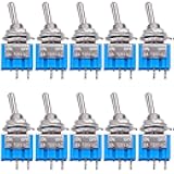 Taiss 5Pcs KY-040 Rotary Encoder Module with Aluminium Alloy Knobs + 10PCS SPST Mini Toggle Switch 2 Pin 2 Position ON/OFF Metal Panel Mount Quick Connect SPDT(Latching) 6A 125V AC Toggle Switch