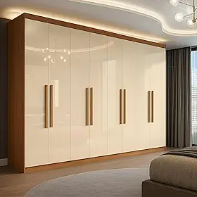 Guarda Roupa Casal 8 Portas 4 Gavetas Paris Espresso Móveis Cinamomo/Off White
