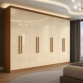 Guarda Roupa Casal 8 Portas 4 Gavetas Paris Espresso Móveis Cinamomo/Off White