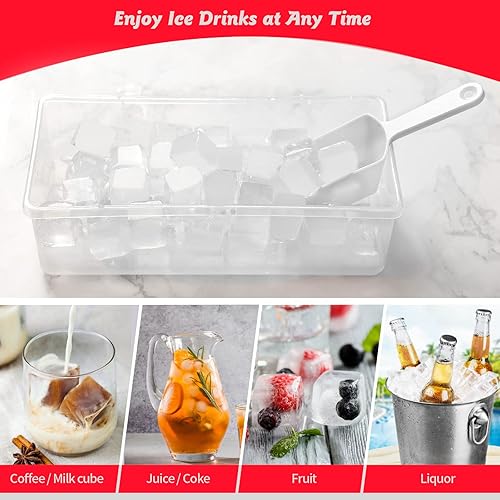 Miniatura 4 de Bandeja de silicona para cubitos de hielo de grado alimenticio con tapa y contenedor de almacenamiento para congelador, bandeja de hielo de 36