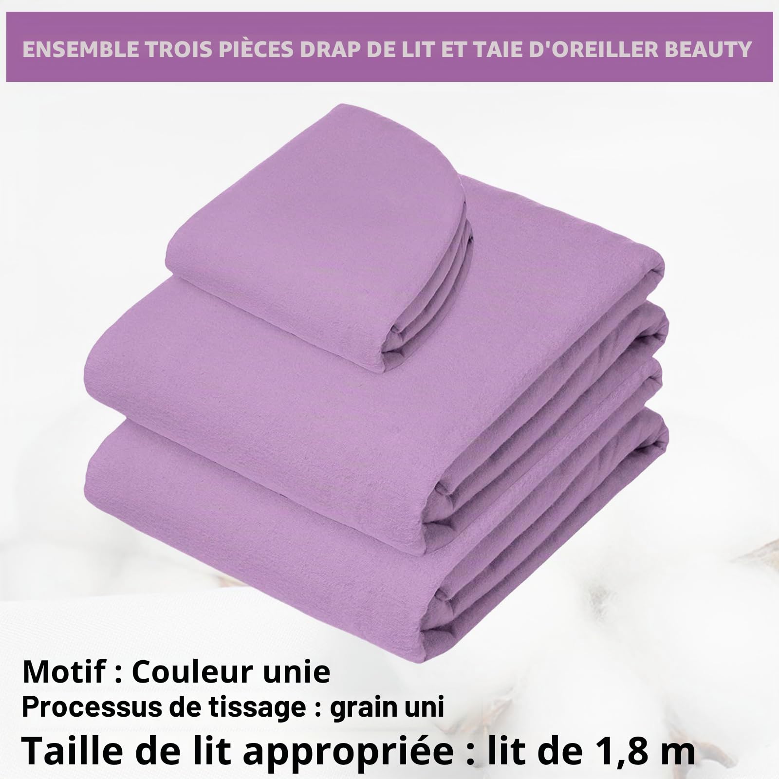 Lot de 3 lits de massage en microfibre, housse de couette pour le visage avec drap et drap-housse