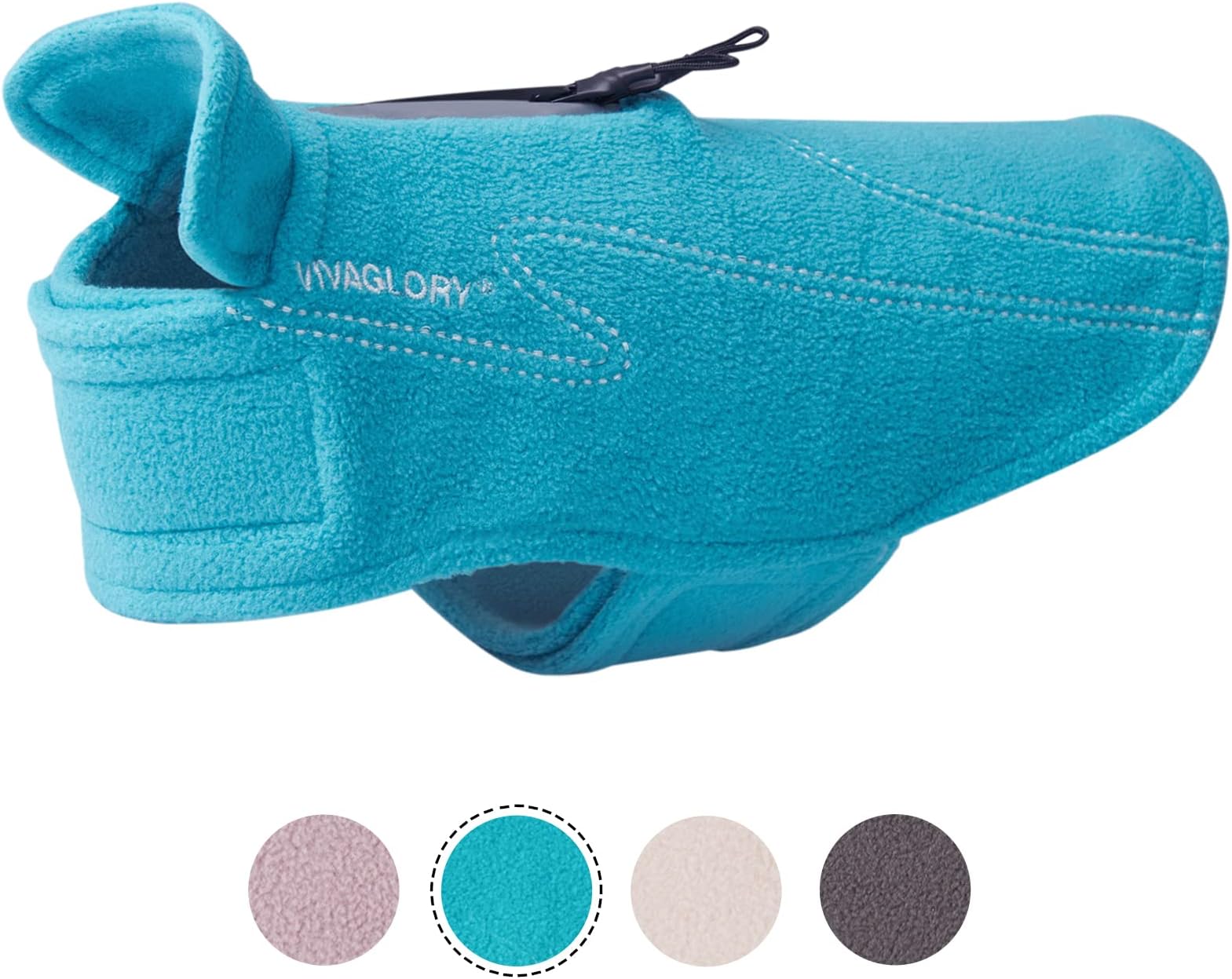 Dog Fleece Coat Warm Jacket with Hook and Loop Fastener, Easy to Take on and Off, Winter Vest Sweater for Small Medium Large Dogs Puppy Windproof Clothes for Cold Weather, Turquoise, M