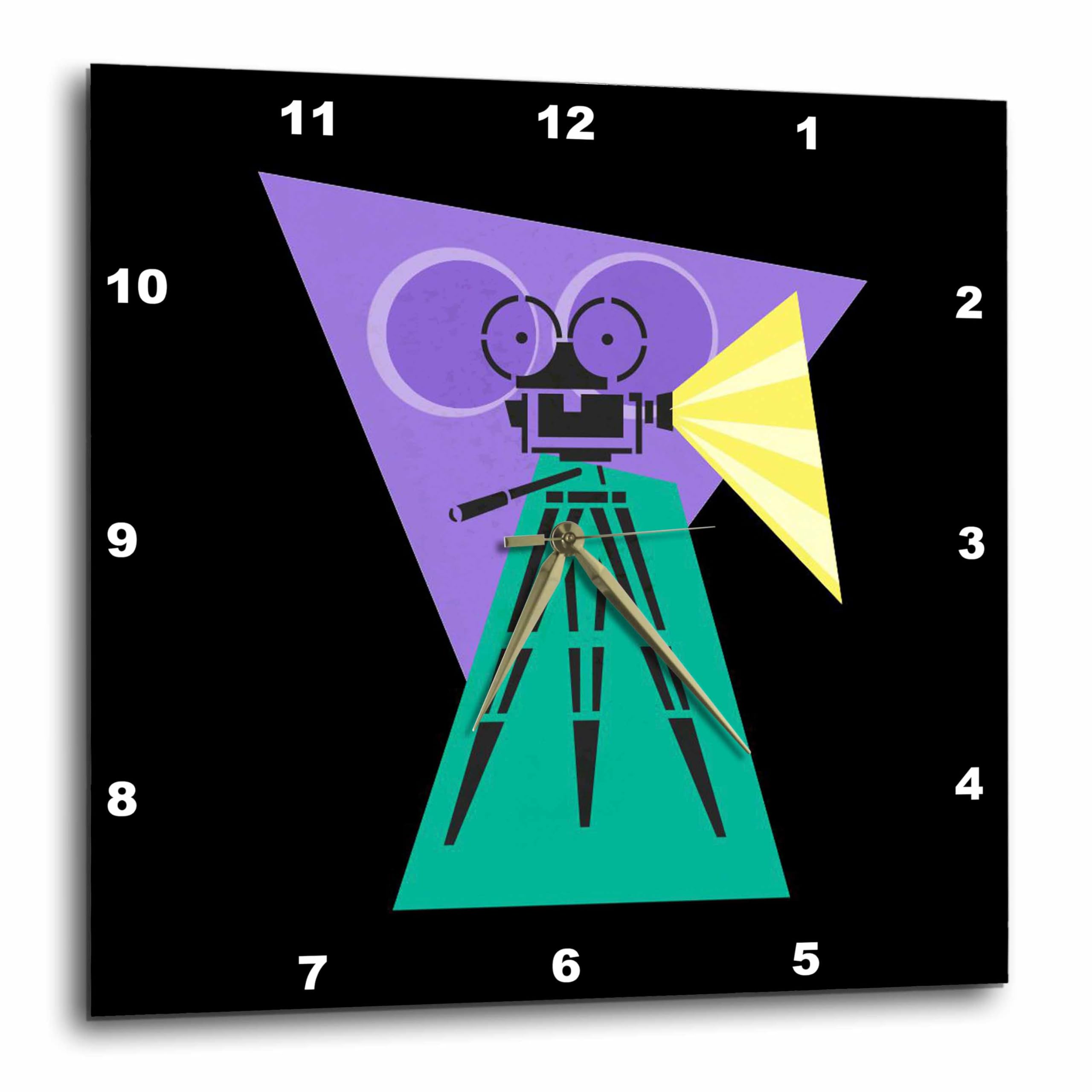 3dRose DPP_38376_3 Retro Movie Camera Wall Clock, 15 by 15-Inch