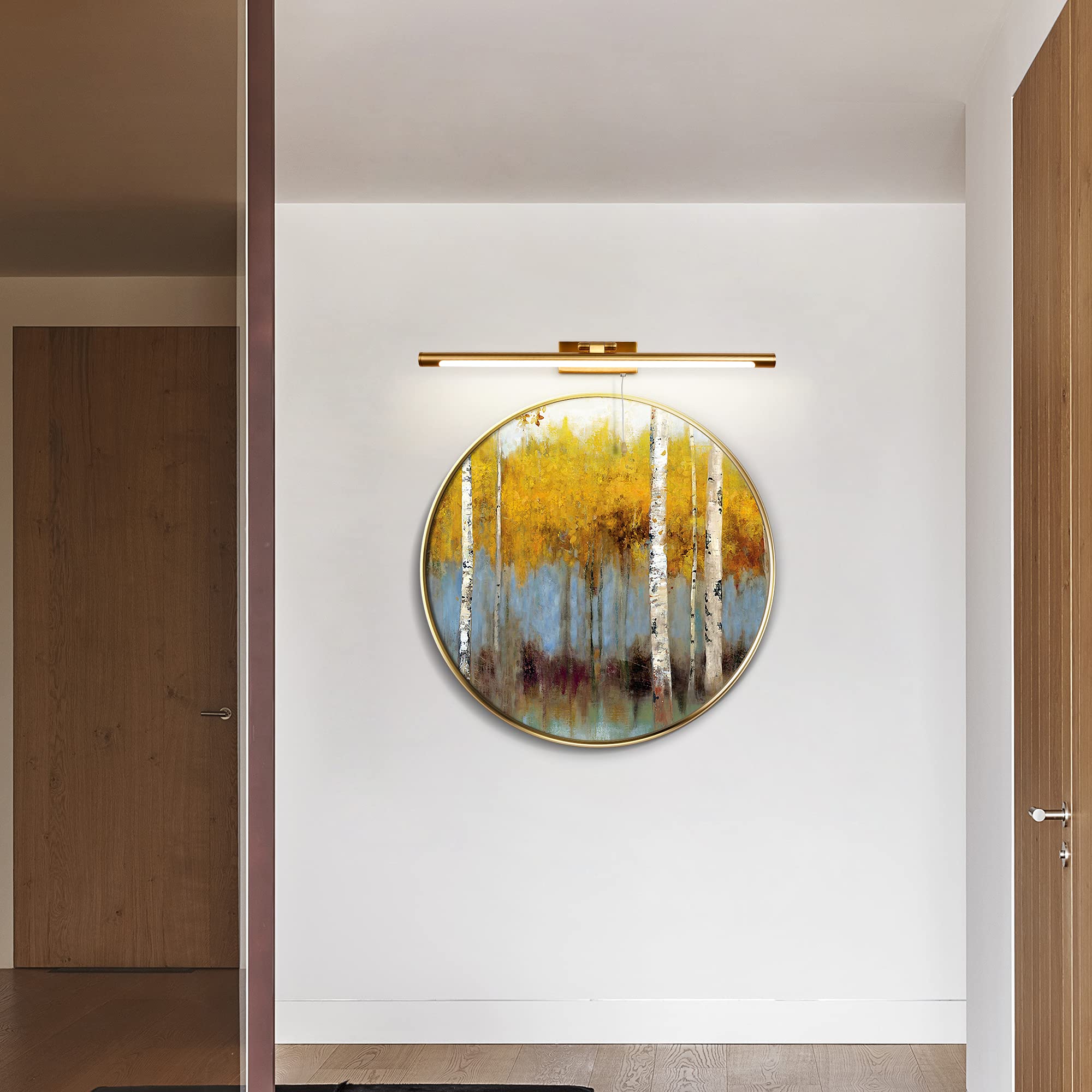 LED Applique Parete Lampada 60cm 12W Illuminazione Specchio da Bagno IP44 3000K Ottone Braccio dritto Regolabile Portalampada Luce Dell'immagine Luci Lettura Comodino Con Tirare l'interruttore
