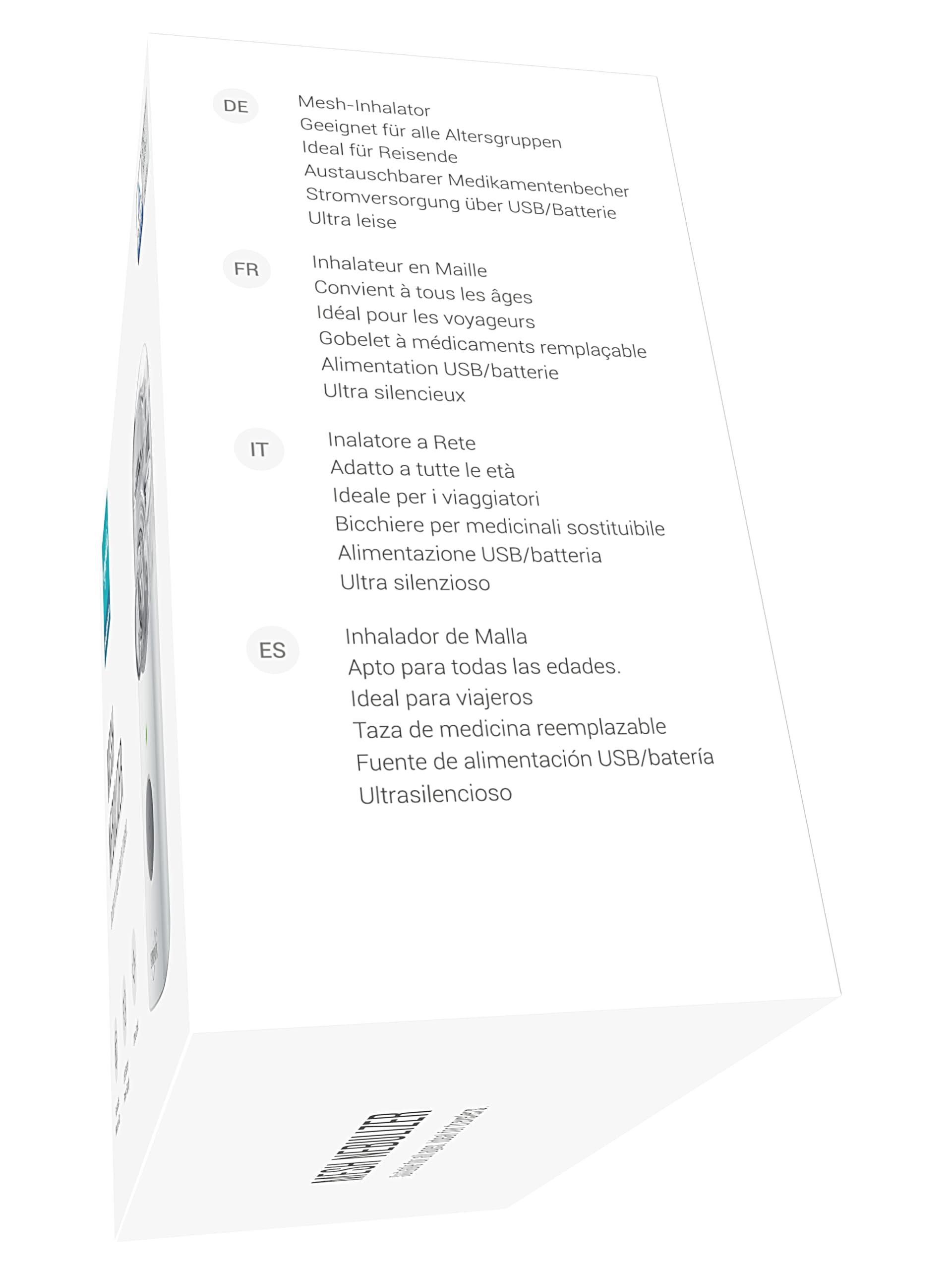 EUROPAPA Inhalador portátil, equipo inhalador nebulizador con boquilla y mascarilla para niños y adultos, muy silencioso, recargable por USB o con pilas