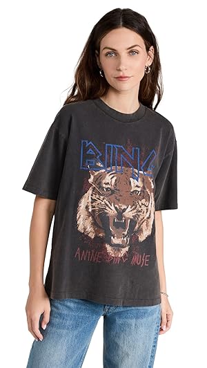 ANINE BING Women's Tiger Tee, Black, XS at Amazon Women's