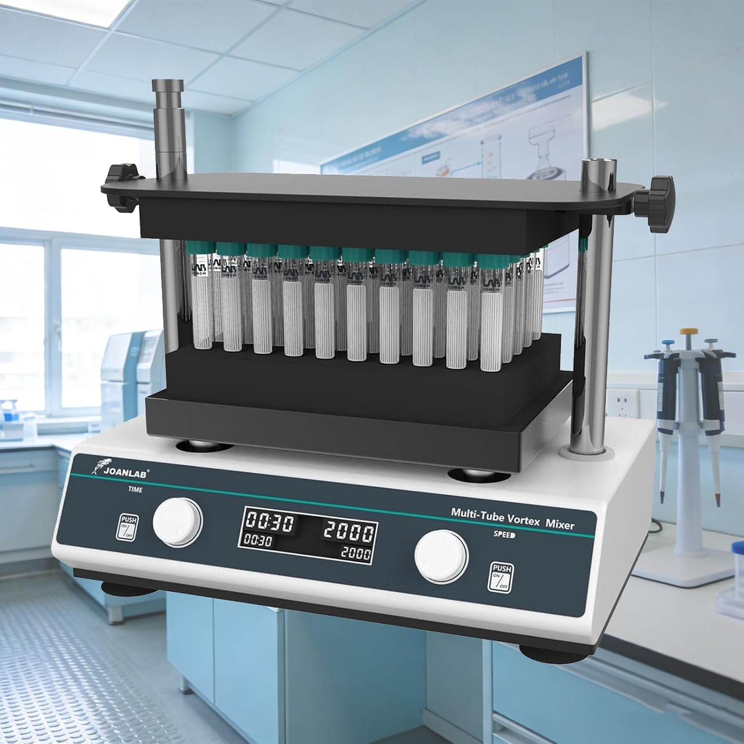 Multi-Tube Vortex Blender, Vortex Mixers with Multiple Tube Capacity, Lab Multi-Tube Vortexer Mixer, Speed Range 500~3000rpm with 3 Modules for Chemical, Biological.