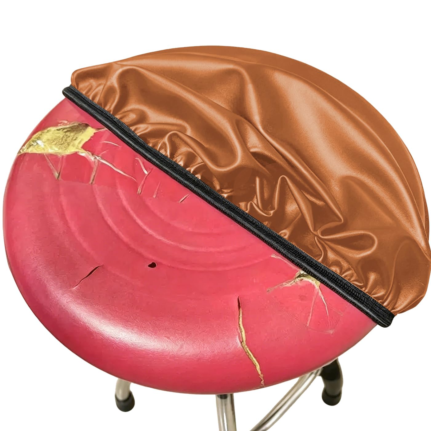 ping bu Waterproof Leather Round Bar Stool Covers,1/2 Pack Renewal Elastic Seat Protector for 30-40cm Stools,Washable Durable Slipcover for Home Cafe Office Kitchen (Brown,2PCS:30CM)