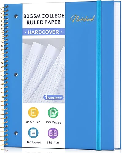 Miniatura 10 de Cuaderno de papel cuadriculado, 1 materia, papel de cuadrícula gruesa de 80 g/m², cuaderno de 8" x 10-1/2", cuadernos de espiral de tapa dura para