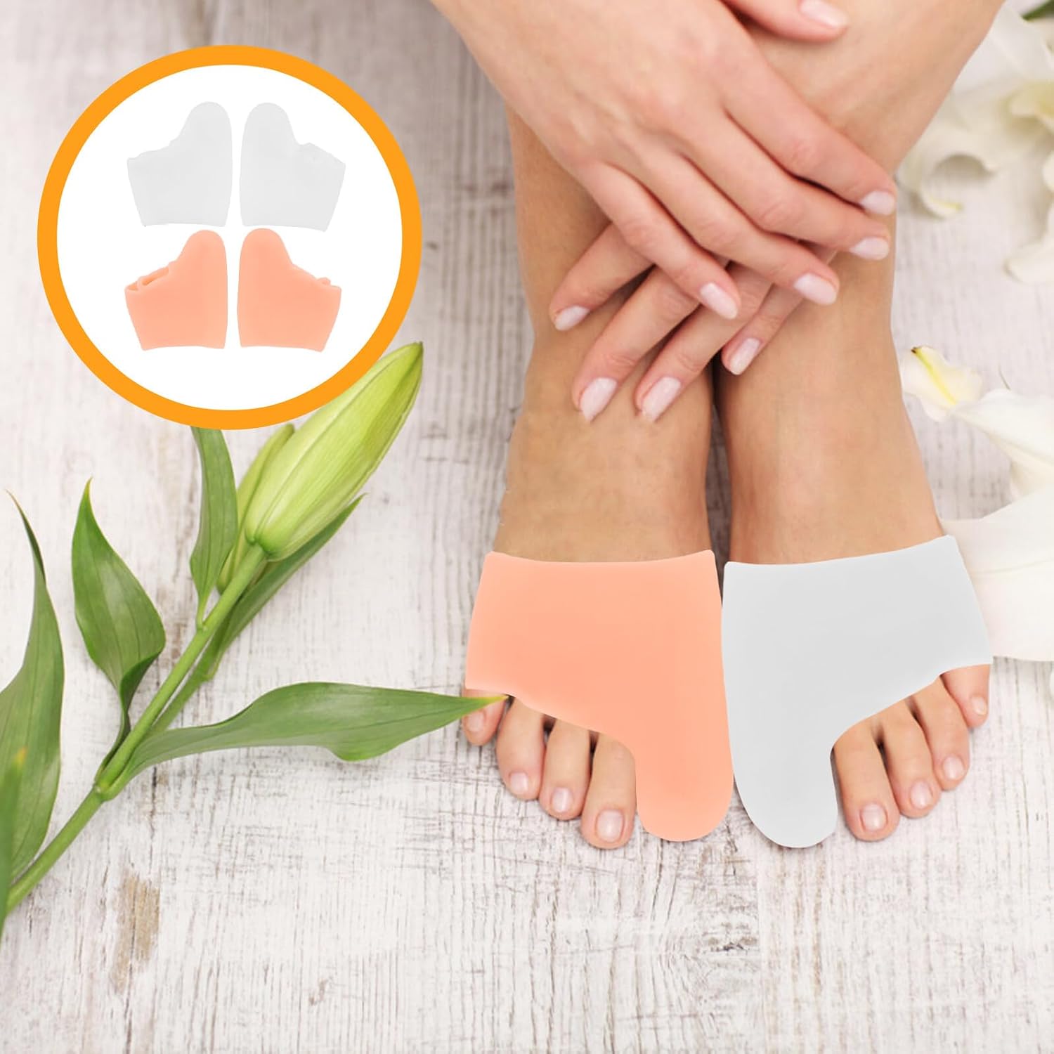 Bunion Splint Spacers 2 Pairs Silicone Separators Forefoot Sleeve for Hallux Valgus and Foot Relief