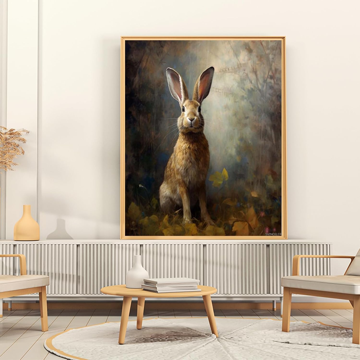 SVINOILER Paint by Numbers Kits Rabbit Bunny Paint by Numbers for Adults DIY Oil Painting Gift Kits Pre Printed, 40x50cm No Frame