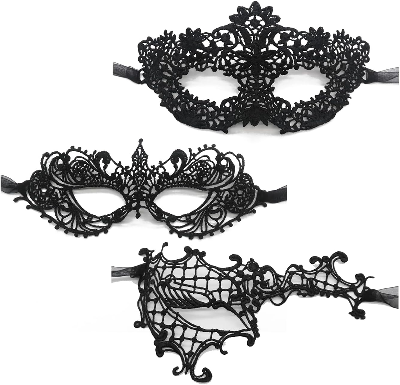 TFTSR Masquerade Masks for Women Couples,Men Mardi Gras Mask,Girls Black Gold Lace Costume,Adult Venetian Party Dress