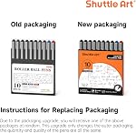 Shuttle Art Rollerball Stylos, 10 Boîte(8 noir 1 bleu 1 stylos à encre liquide, 0.5mm Point Extra Fin, Séchage rapide pour écrire Journalage Prendre des notes Bureau de l'école