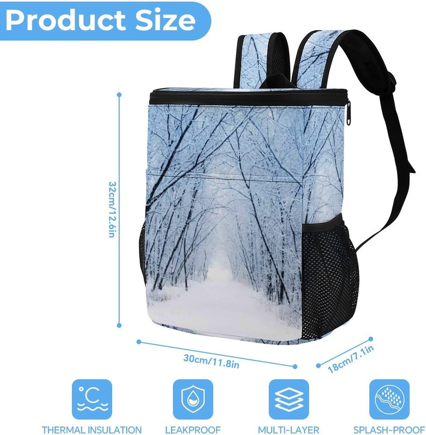 冬 雪景色 北欧 森 自然風景 保冷リュック クーラーバッグ 保冷バッグ クーラーバックパック バックパック クーラーバッグ