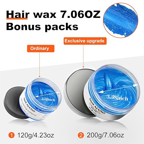 Miniatura 3 de Blue Hair Wax, barro de arcilla temporal unisex para el cabello, pomadas de crema desechables naturales para colorear (7.06 onzas, azul)