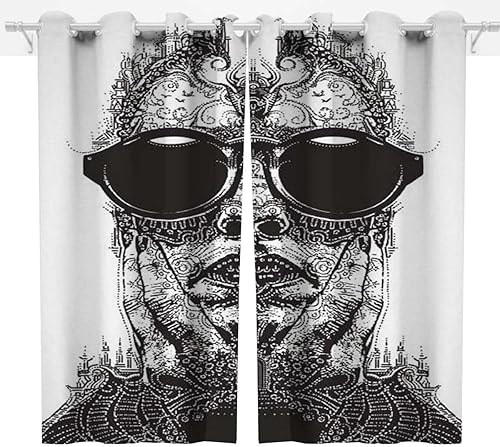 Miniatura 3 de Cortinas con diseño de dibujos de fantasía, arquitectura paisajista y naturaleza, para sala de estar, 2 paneles, cortinas negras para decoración de