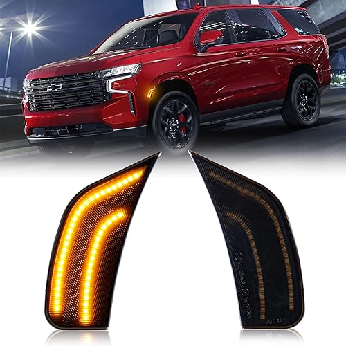 DERMOKA Luces LED de posición laterales para Yukon XL Denali Tahoe Suburban Escalade ESV 2021-2023, lámparas de señal de posición ámbar con lente