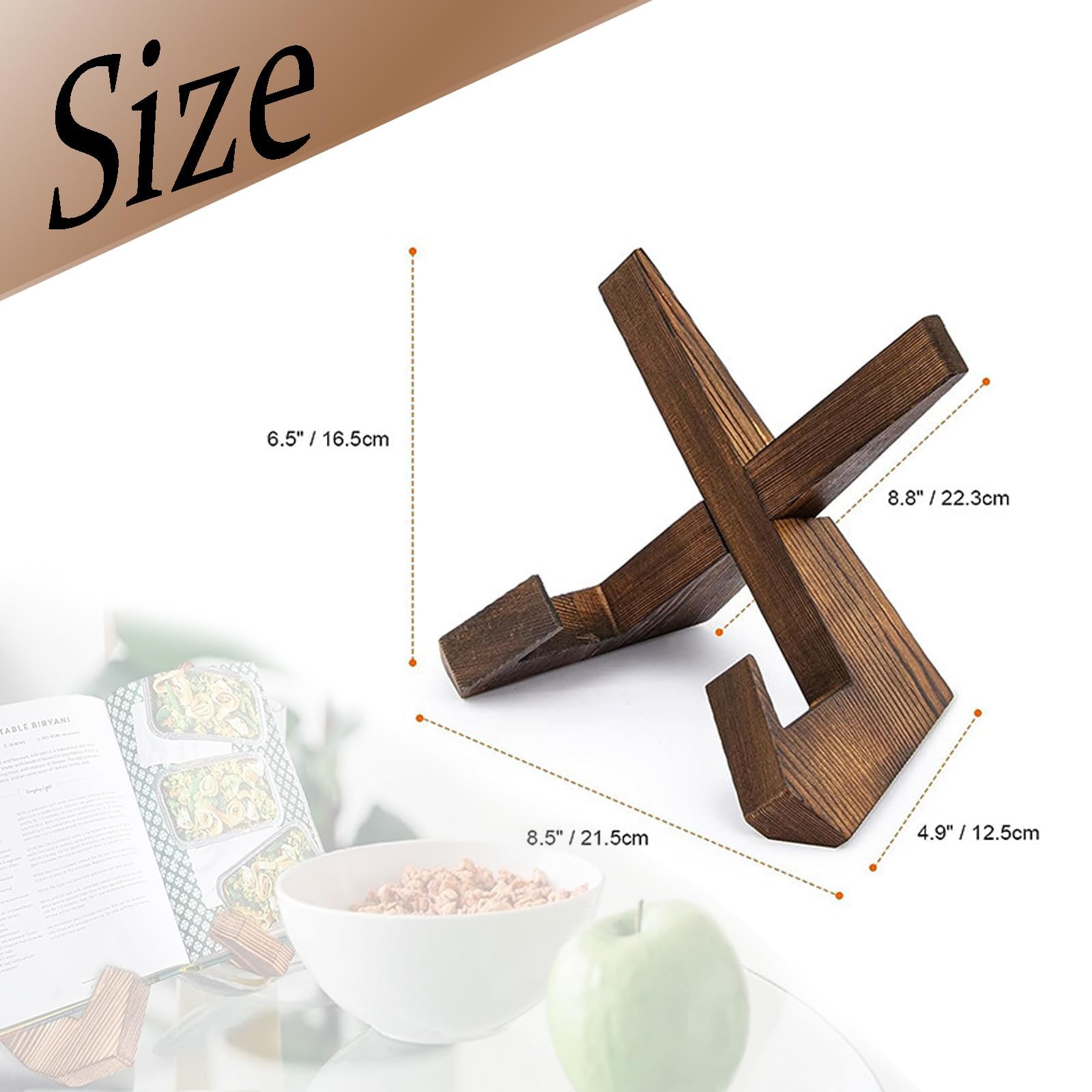 Wooden Cookbook Holder for Display Stand for Display Portable Recipe Book Holder Stand Cookbook Holder for Reading Cookbook Holder Stand for Kitchen Recipe Book Stands for Kitchen - Image 2