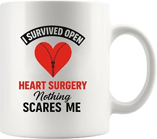 I Survived Open Heart Surgery Nothing Scares Me Recovery Gifts Open Heart Surgery Survivor Mugs From Friends Family Patient Cardiologist Ceramic Mug 11 oz White