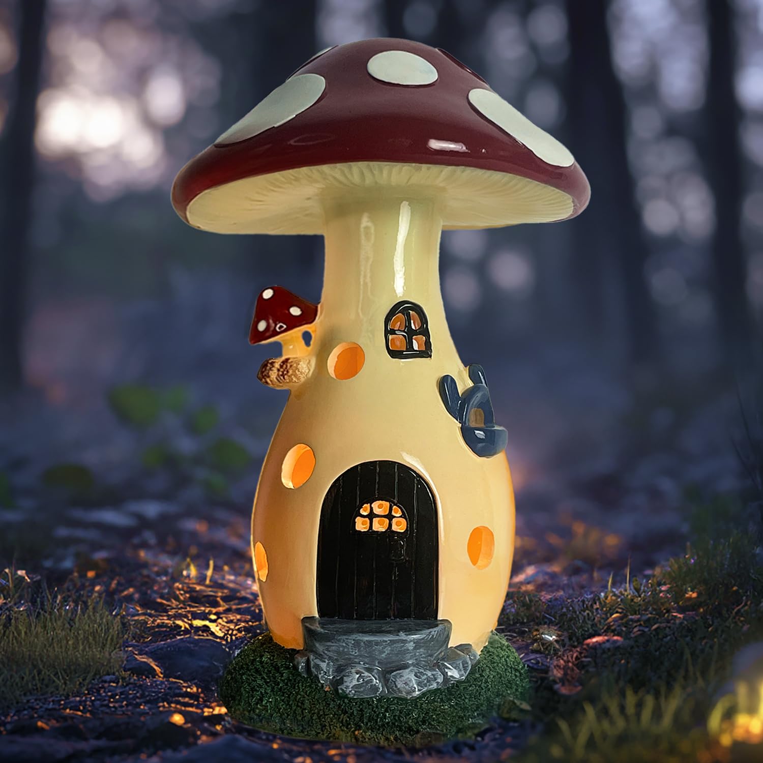Fairy Houses for Outside - Solar Light Garden Decor, Solar Garden Decor, Waterproof Yard Mushroom Ornaments for Patio Lawn, Christmas, Birthdays, Unique Gift Ideas for Gardening Mom & Grandma