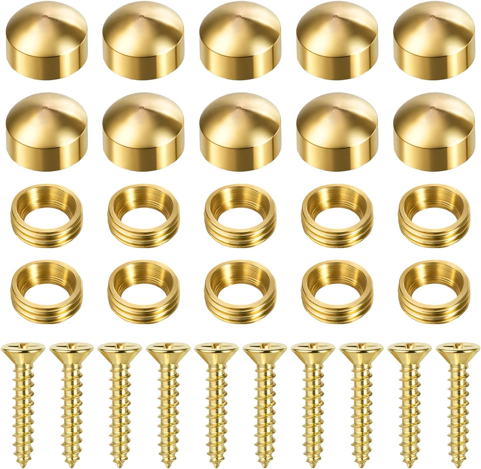 10PCS Brass Screw Caps Decorative Screws with Caps, Wall Tacks for Hanging Self Tapping Screws for Windows Cabinet Doors, Mirror Fixing Upholstery Cover Thumb Tacks (15mm)